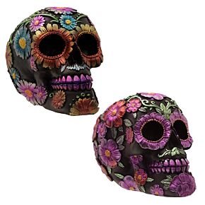 Metallic Day of the Dead Daisy & Flower Skull Decoration