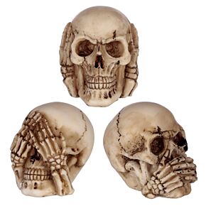 Set of 3 Small See No, Hear No, Speak No Evil Skulls