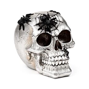 Silver Skull with Black Spiders & Webs