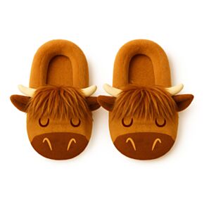 Highland Coo Cow Anti-Slip Plush Slip On Slippers EU36-38/UK3-5