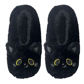 Lucky the Black Cat Anti-Slip Plush Slip On Slippers EU39-41/UK6-8