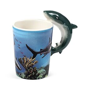 Lisa Parker Shark Ceramic Shaped Handle Mug
