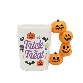Spooky Trick or Treat Pumpkins Shaped Handle Mug Spooky Trick or Treat Pumpkins Shaped Handle Mug