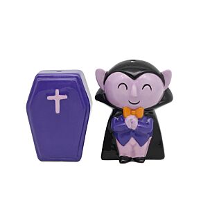 Spooky Dracula & Coffin Ceramic Salt & Pepper Set Spooky Dracula & Coffin Ceramic Salt & Pepper Set