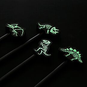 Dinosaur Pencil & Glow in the Dark Skeleton Eraser Topper