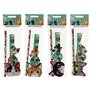 Cute Kitty Cat 5 Piece Stationery Set