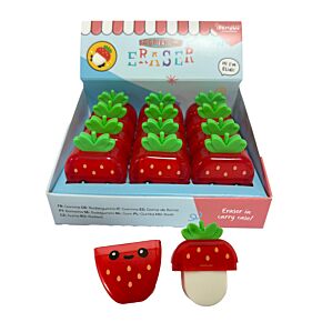 Foodiemals Strawberry Eraser in Shaped Holder