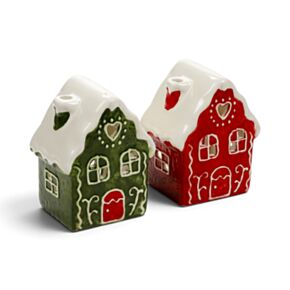 Christmas Gingerbread House Tea Light Candle Holder - Red & Green