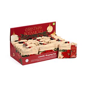 Foldable Reusable Shopping Bag Christmas Botanicals