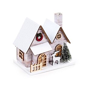 Silver Birch Double Fronted Christmas House LED Decoration