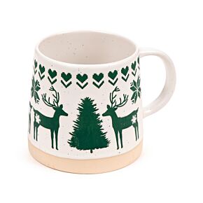 Green Reindeer Tapered Stoneware Mug