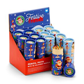 Festive Friends Christmas Pencil Pot with 12 Colouring Pencils